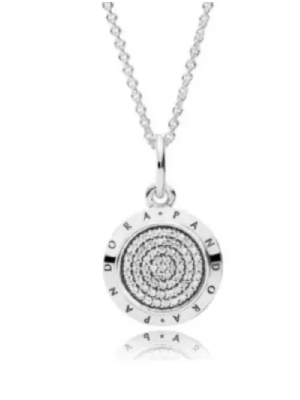 Pandora Silver Pave Circle Pendant Necklace